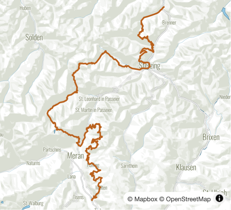 Von Gipfel zu Gipfel: Transalp Südtirol in 5 Etappen - Übersichtskarte
