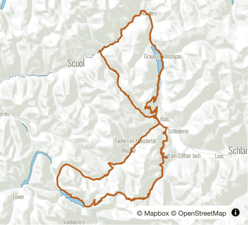 Ortler Genusstour LITE: auf schönen Wegen in 5 Tagen rund um den Ortler - Übersichtskarte
