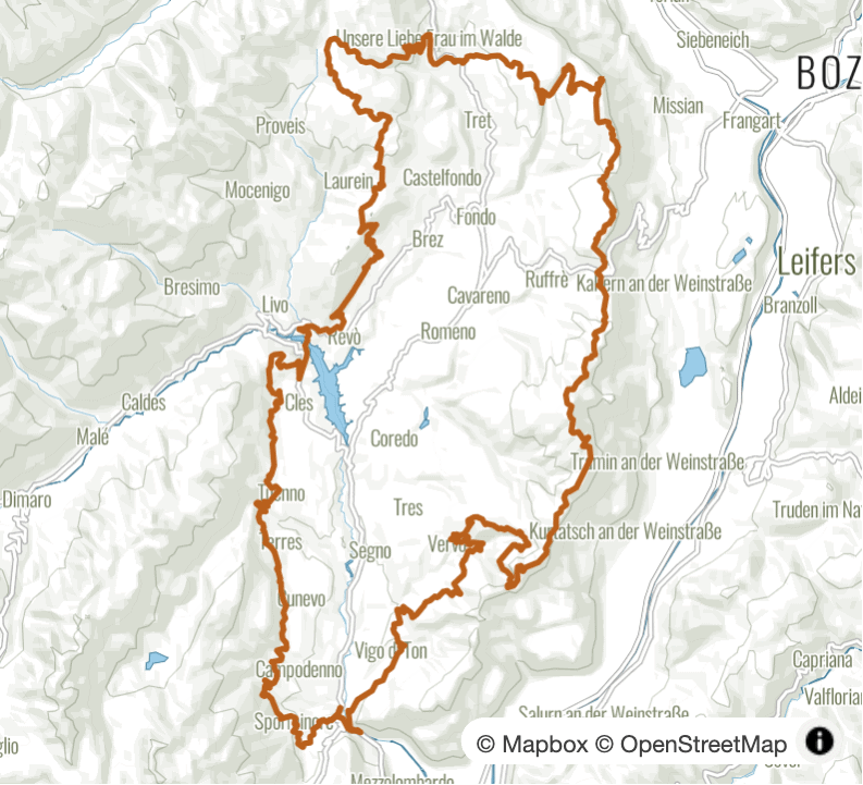 Erlebnis Val di Non: spektakuläre Tour durch unberührte Natur, gewürzt mit kulturellen Highlights - Karte