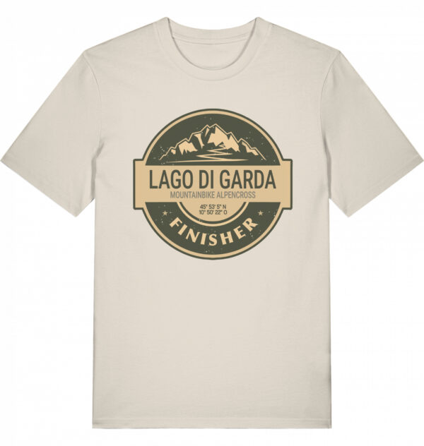 Mountainbike Alpencross Finisher T-Shirt "Lago di Garda" - Farbe: Stone